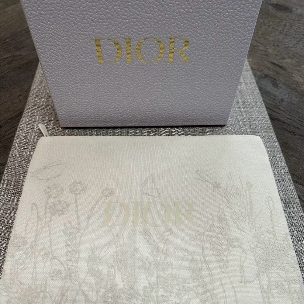 DIOR Beauty Makeup Bag Pouch Floral Flat 11x8 Authentic Luxury Gift New W/Box